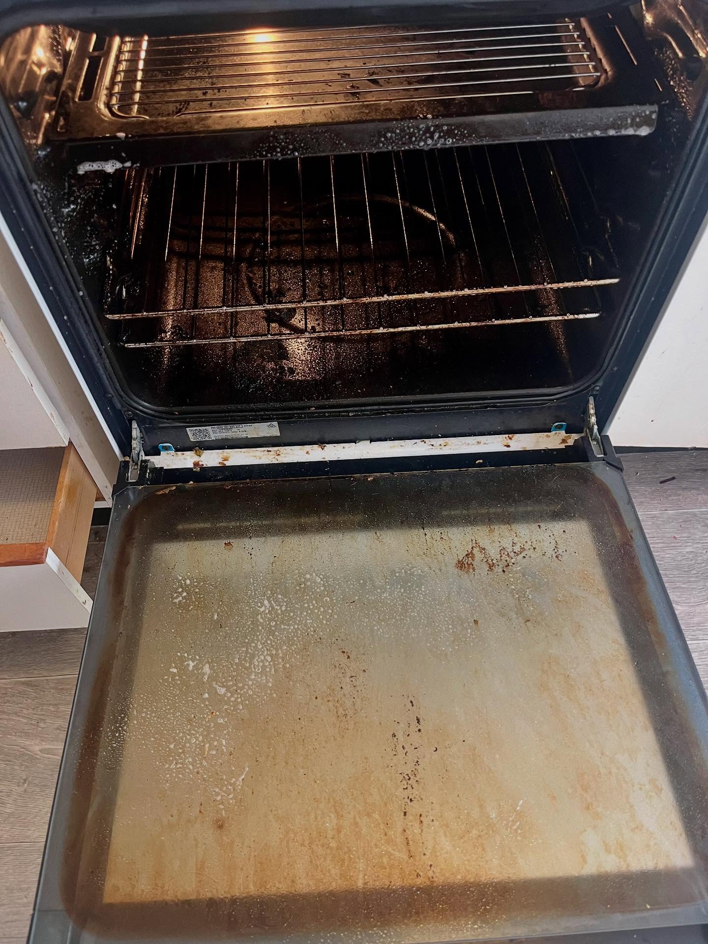 Oven before cleaning — grease and buildup